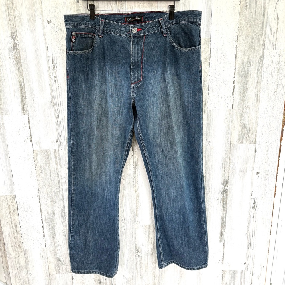 Paco Men’s Vintage Blue Denim Wide Leg Jeans Size 40X32 Zip & Button Closure